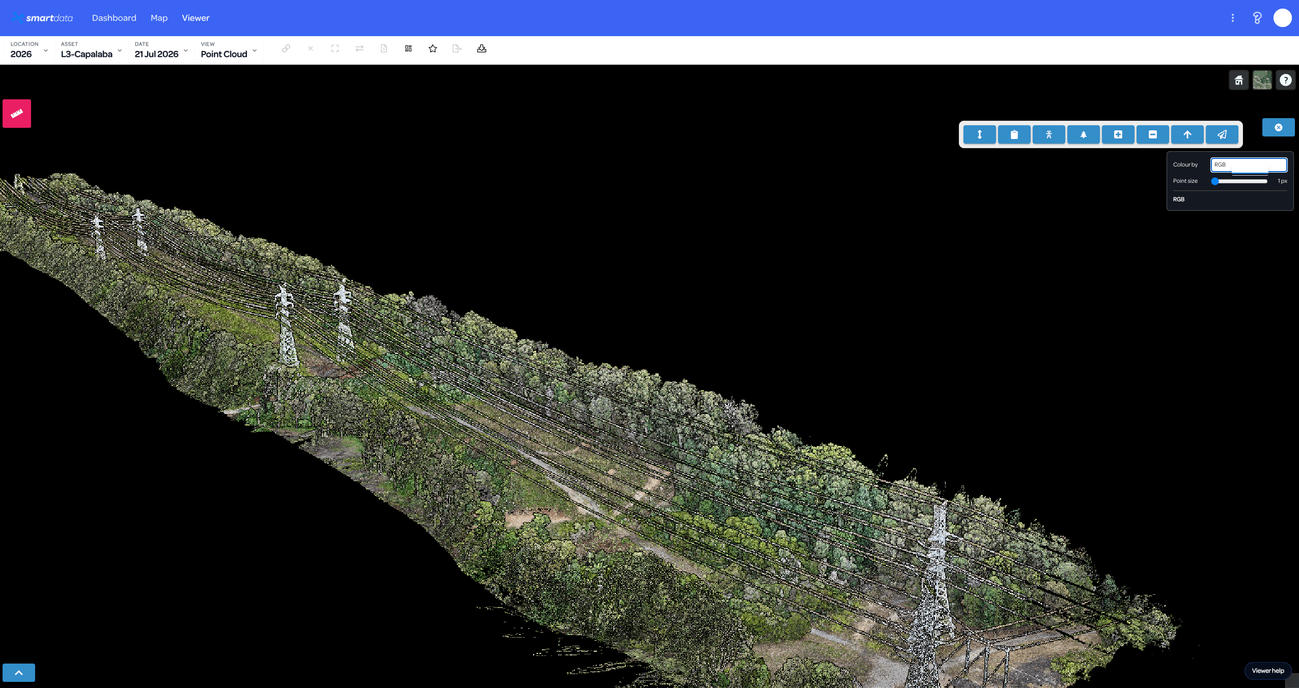 DJI L3 corridor point cloud in SmartData