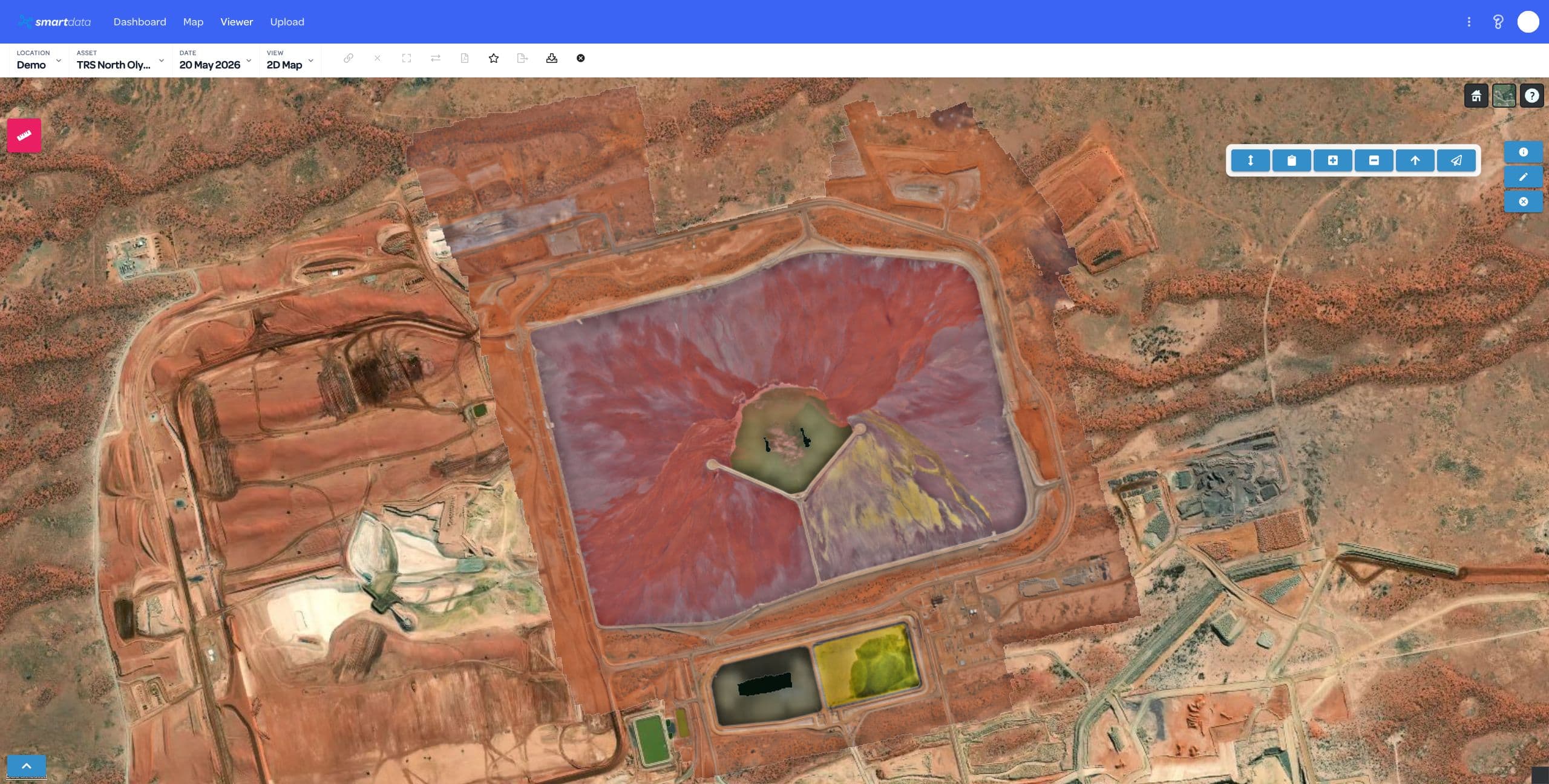 SmartData 2D mapped mine site view